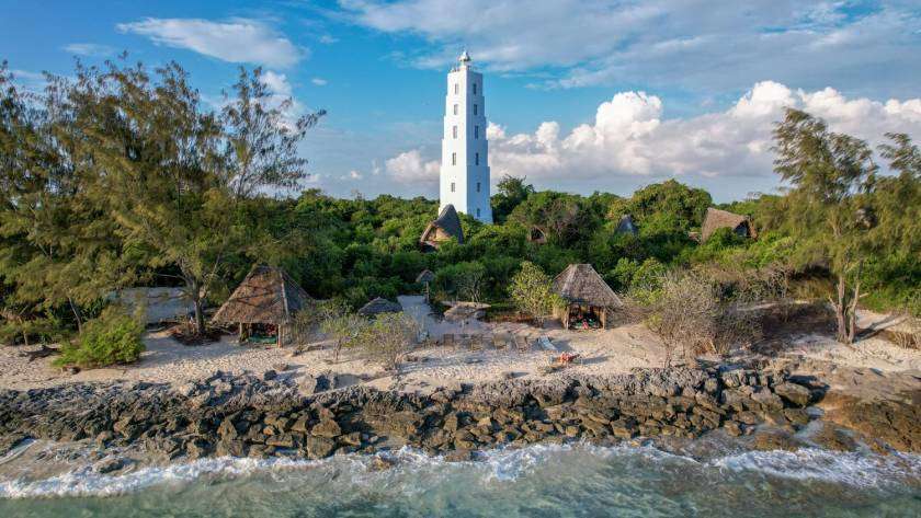 the Chumbe beach with the light house in the background