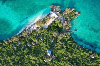 a drone shot of Chumbe Island