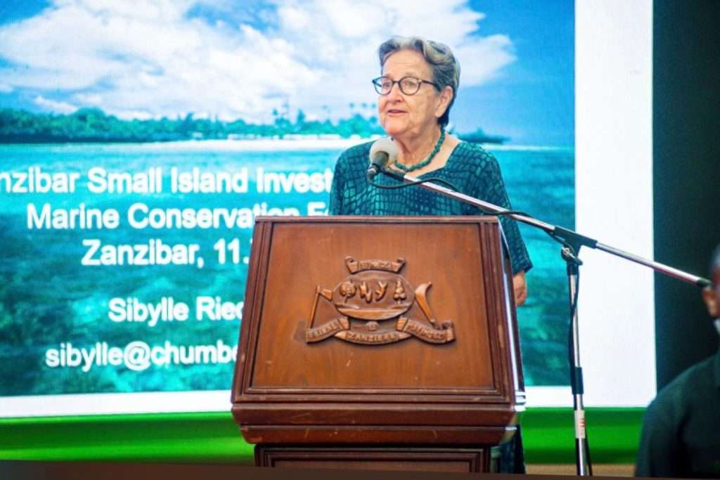 Zanzibar Small Islands Investment and Marine Conservation Forum, CHICOP Director Sibylle speaks at Zanzibar Small Islands Investment and Marine Conservation Forum
