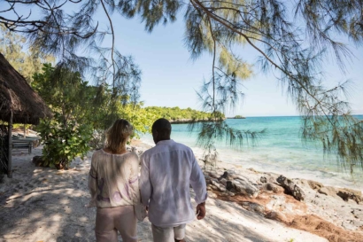 Guests on Chumbe Island beach