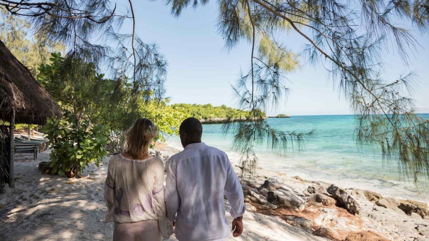 Guests on Chumbe Island beach